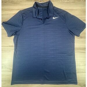 Nike Golf Mens Dri-FIT Polo Shirt XL Navy Blue Heathered Stripe 915876-410